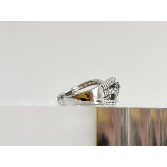 Light Blue Topaz Tapered Gemstone 925 Sterling Silver Vintage Ring - sz 5 - Picture 9 of 10